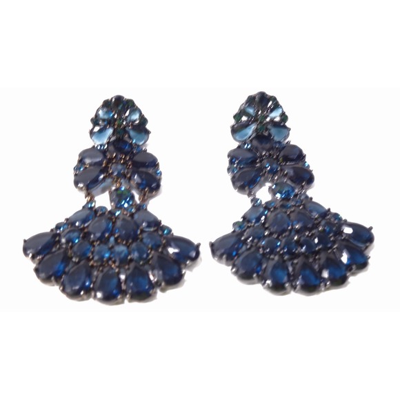 Neiman Marcus Lee Angel Midnight Crystal hemitate Statement Earrings NWT 119 - Picture 4 of 8